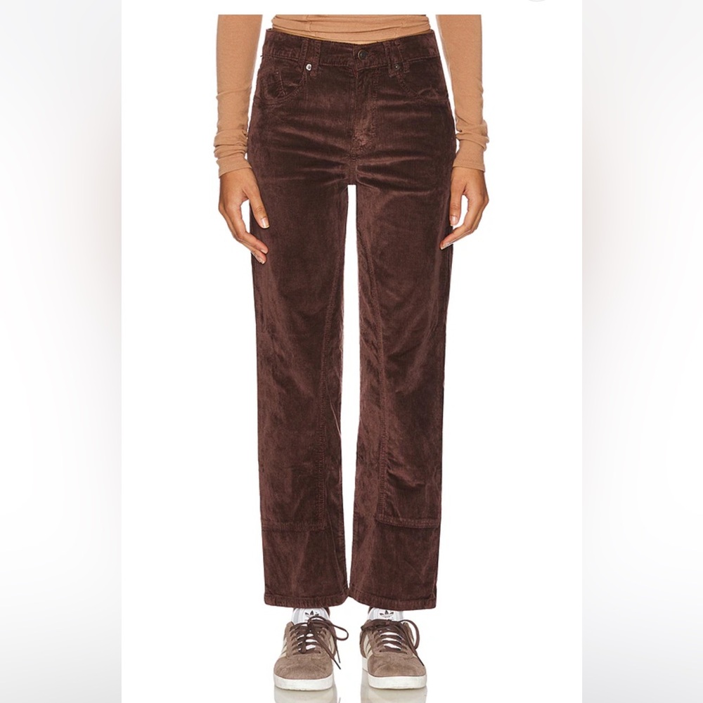 Free People Brown Corduroy Straight-Leg Jeans